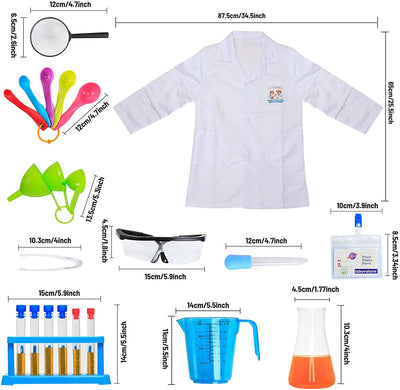Kids Role Play Laboratory Science Kit with Goggles, Lab Coat & Variety of Play Science Equipment for Children