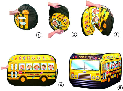 School Bus Foldable Play Tent -Children Play House Indoor Outdoor Play Toy Great Gift for Kids