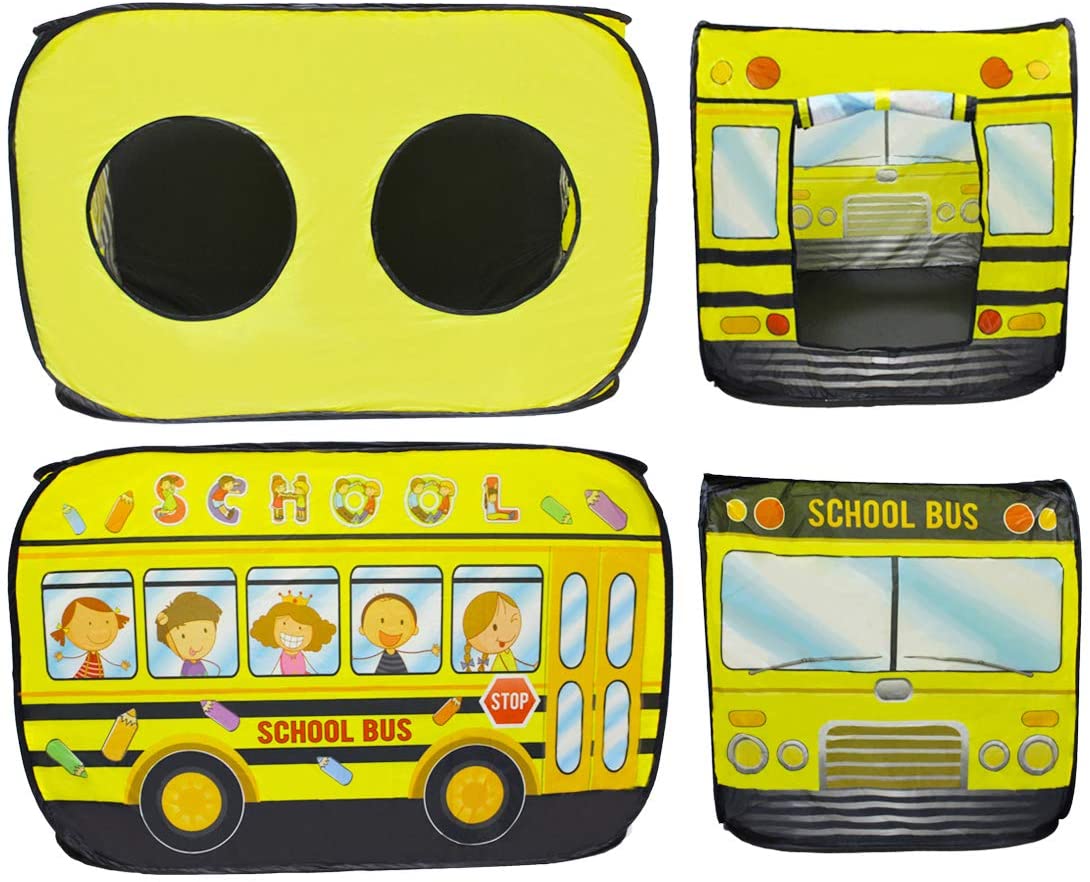 School Bus Foldable Play Tent -Children Play House Indoor Outdoor Play Toy Great Gift for Kids