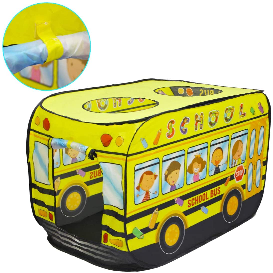 School Bus Foldable Play Tent -Children Play House Indoor Outdoor Play Toy Great Gift for Kids