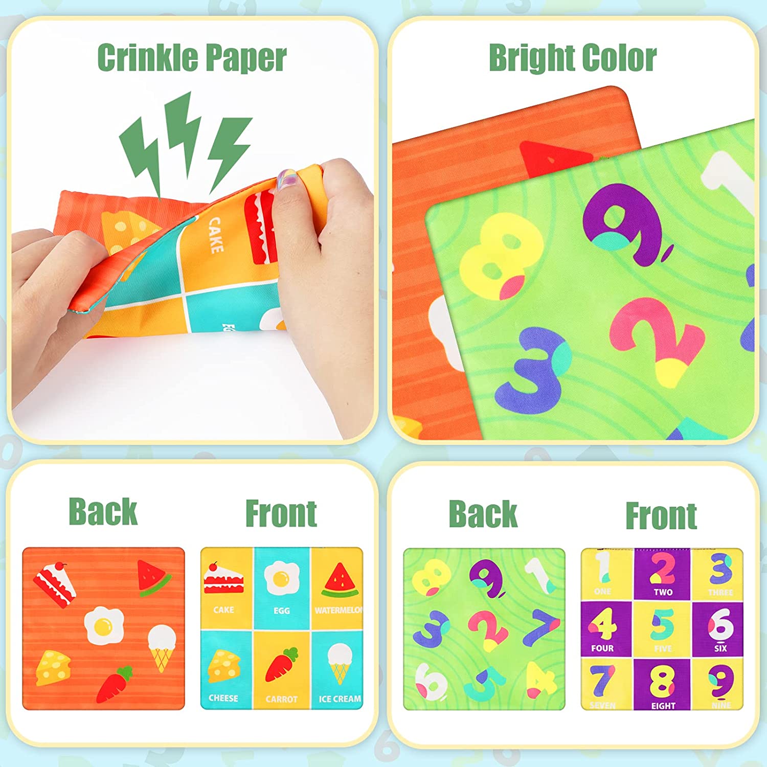 Baby Tissue Box Toy Baby Sensory Toys Early Year Educational Learning Baby Magic Tissue Box with Rattle Mirror Crinkle Tissue Papers Scarves