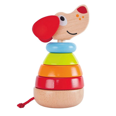 Fidtoy Wooden Puppy Stacking Toy with Sound for Toddlers