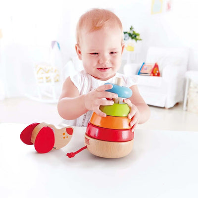 Fidtoy Wooden Puppy Stacking Toy with Sound for Toddlers