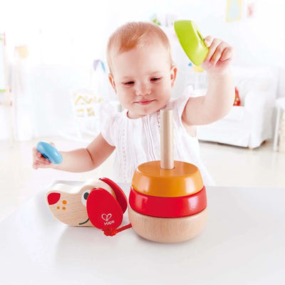 Fidtoy Wooden Puppy Stacking Toy with Sound for Toddlers