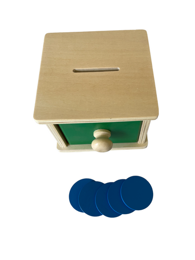Boîte à tiroir et balle Montessori, tiroir et pièces de monnaie