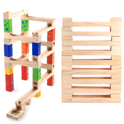 Medium Wooden track Marble Run Blocks toy set