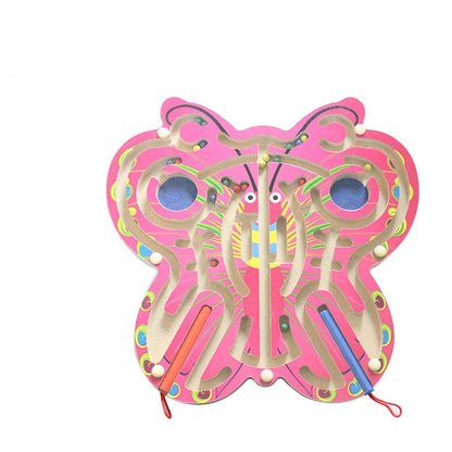 Wooden Magnetic Bead Maze Toy Butterfly or Stars and Clouds or Solar System