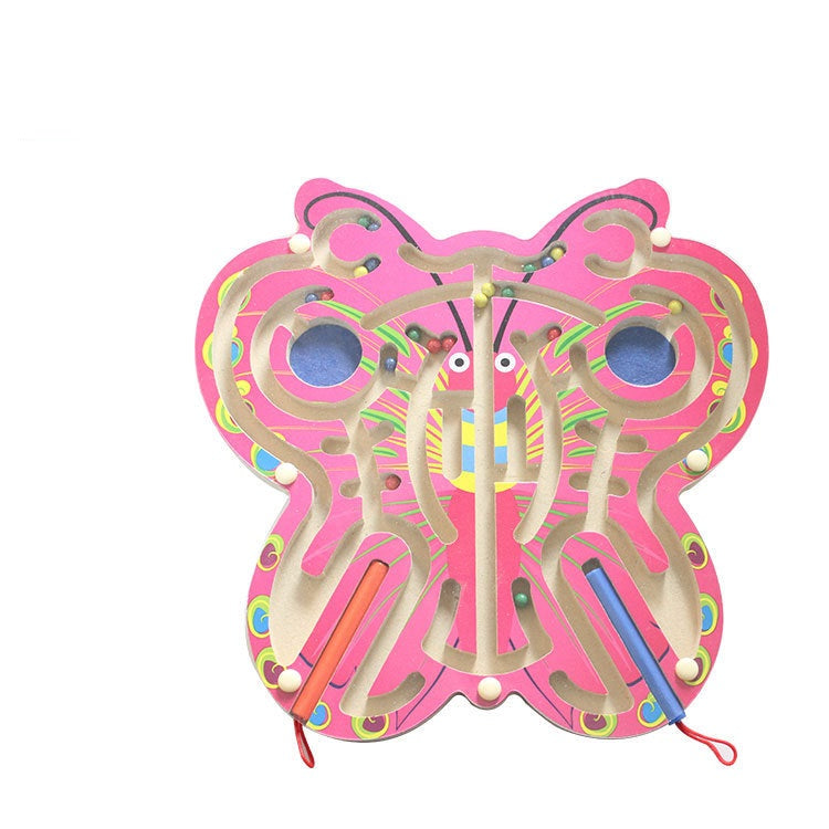 Wooden Magnetic Bead Maze Toy Butterfly or Stars and Clouds or Solar System