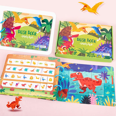 Livre d'activités éducatif sur les dinosaures pour enfants, planche d'activités, livre silencieux, puzzle de chiffres
