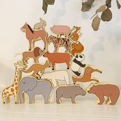 Wooden Zoo Animal Blocks Stacking Balancing Toy Set