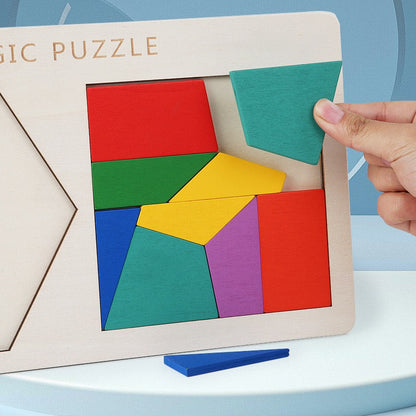 Dual Geometric Puzzle Hexagon to Square Puzzle