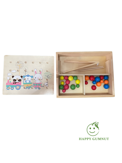 Montessori Beads Sorting board Tray and  box Transfer Activity