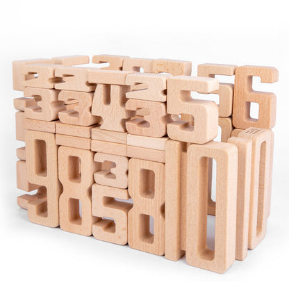 32pc Wooden Number Blocks Kids Learning Maths Counting Toys Building Blocks