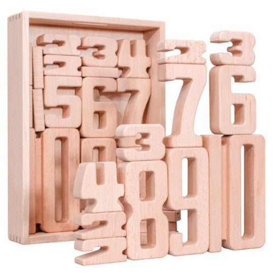 32pc Wooden Number Blocks Kids Learning Maths Counting Toys Building Blocks