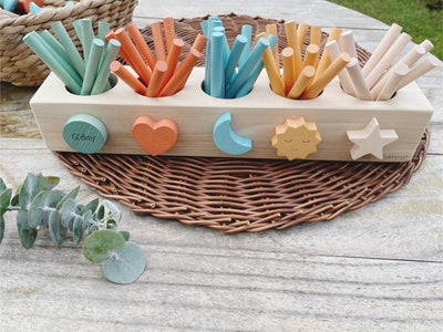 Happy Gumnut Montessori Counting Stick Number Rods with Magnetic Tray