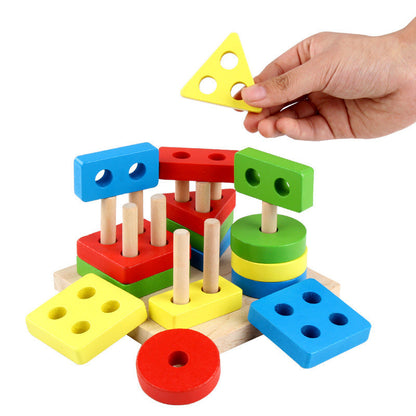 Jumbo Wooden Basic Geometric Shape Stacker Sorting Board