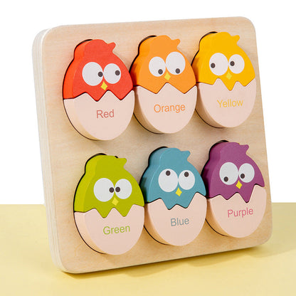 Wooden Bird Egg Colour Sorting Puzzle With Tray Cute Owl Toy