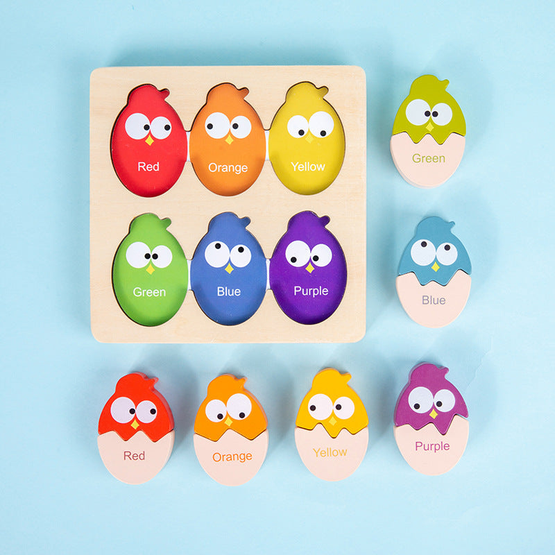 Wooden Bird Egg Colour Sorting Puzzle With Tray Cute Owl Toy