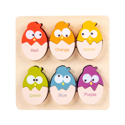 Wooden Bird Egg Colour Sorting Puzzle With Tray Cute Owl Toy