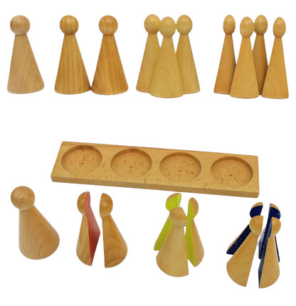 Montessori Fractions Skittles Peg Leg Doll Sorting Board