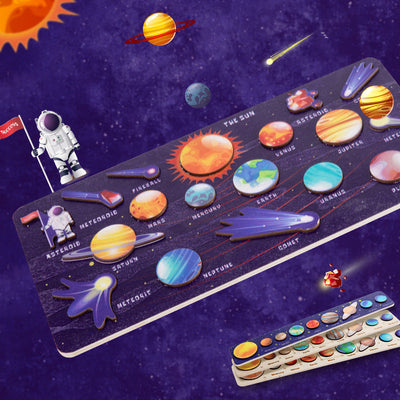 Large Wooden Solar System model Board Wooden Space Planets Puzzle