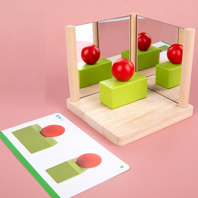 Montessori BASIC Geometric Shapes Mirror Board with Flash Cards