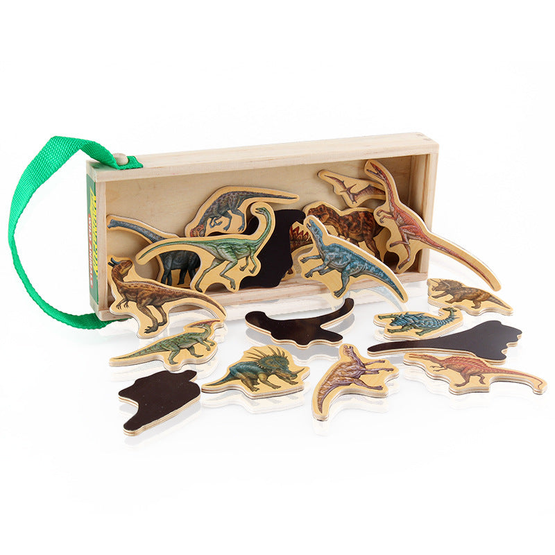 Wooden Dinosaur Magnets in a box of 20