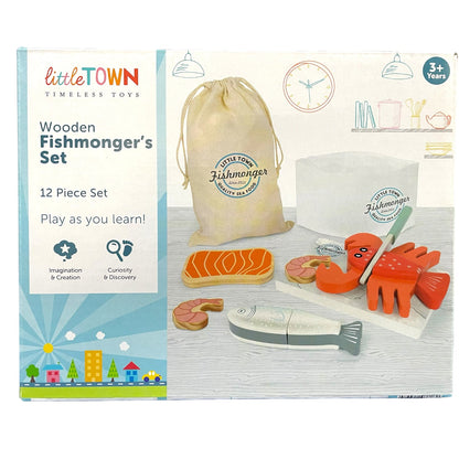 Wooden Seafood Cutting Playset Cut Food Fish Lobster Toy