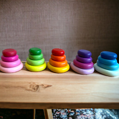 Rainbow Wooden Stacking Pebbles Balancing Stones Toy 20pc