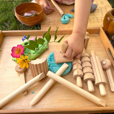 Juego de Rodillos de Madera para Plastilina de Juego Sensorial, Kit de Herramientas de 12 piezas