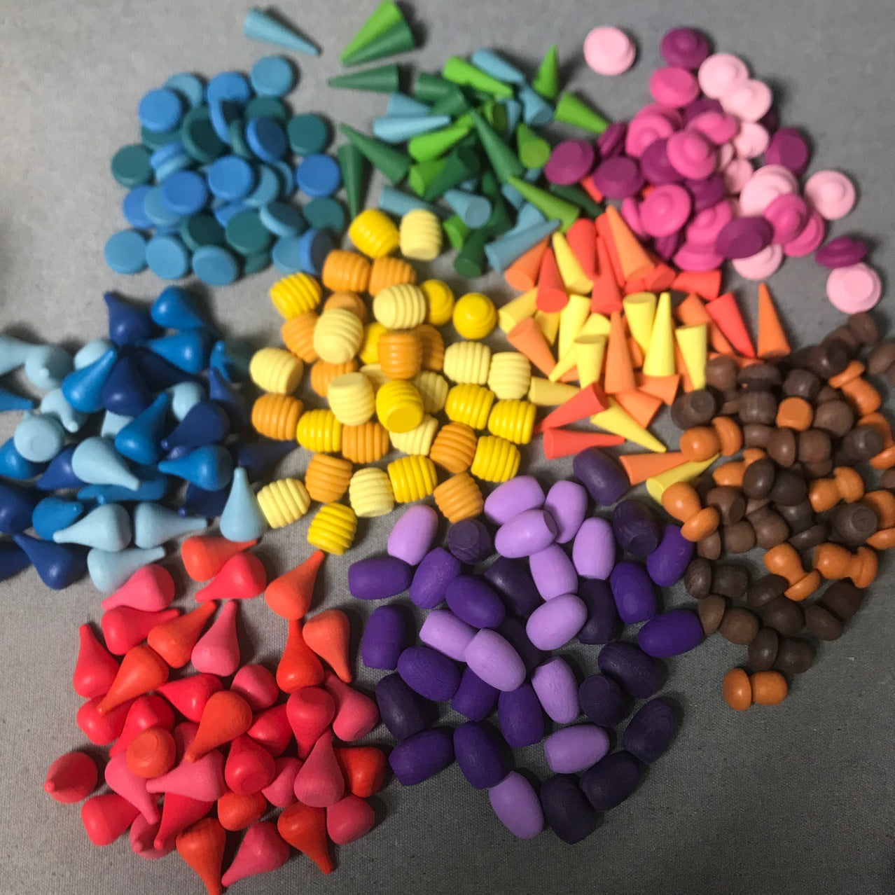 Wooden Rainbow Colour Mandala Loose Parts Set Assorted Styles