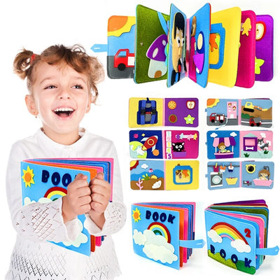 Fidtoy Montessori Felt Busy Book for Toddlers – Interactive Learning & Sensory Toy, Ages 1-4