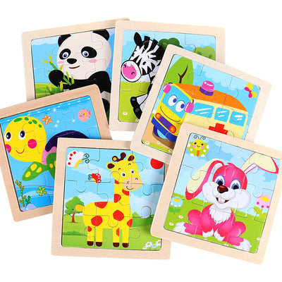 Lot of 10 Wooden Puzzles for Children