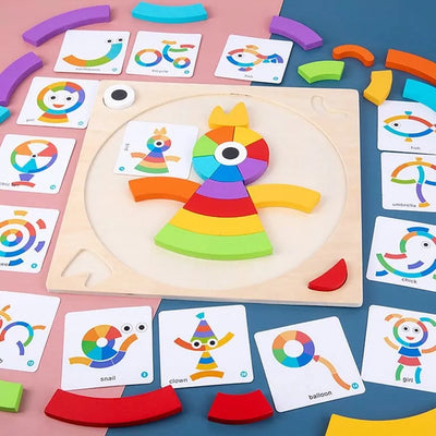 Rainbow Colorful Pattern Puzzle Board with Cards - 552