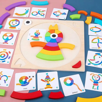 Rainbow Colorful Pattern Puzzle Board with Cards - 552