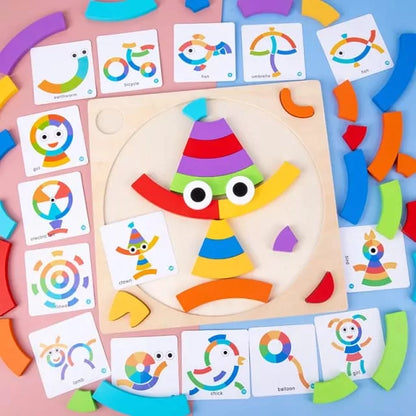 Rainbow Colorful Pattern Puzzle Board with Cards - 552