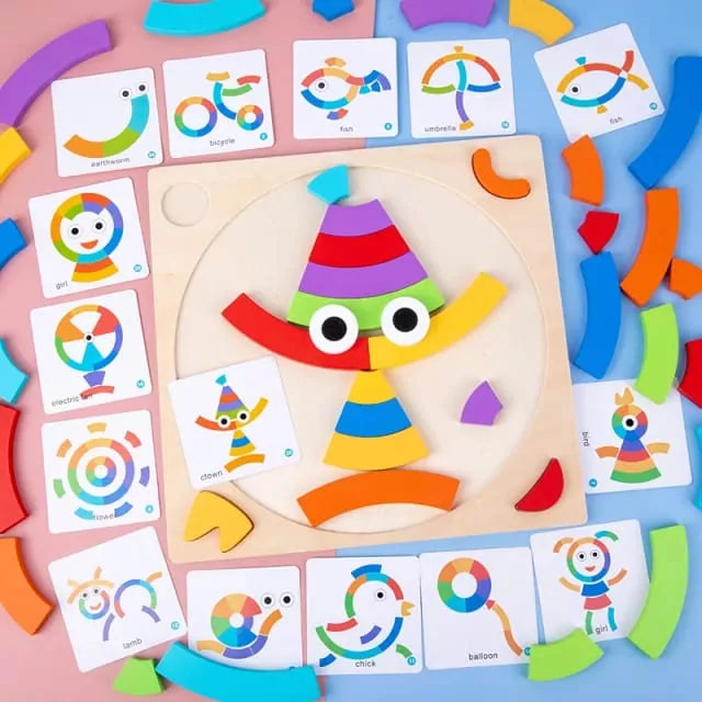 Rainbow Colorful Pattern Puzzle Board with Cards - 552