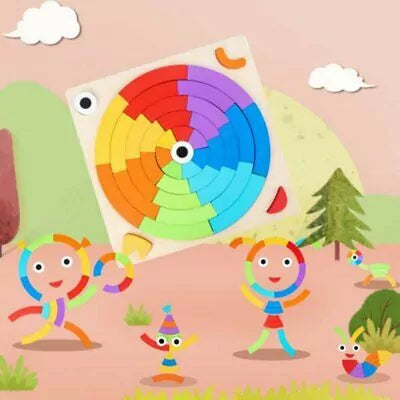 Rainbow Colorful Pattern Puzzle Board with Cards - 552