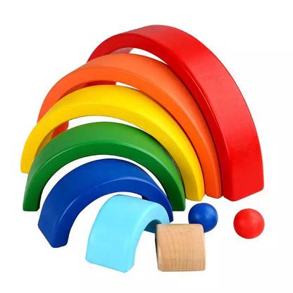 Rainbow Stacking Wooden Blocks - 7 Pieces