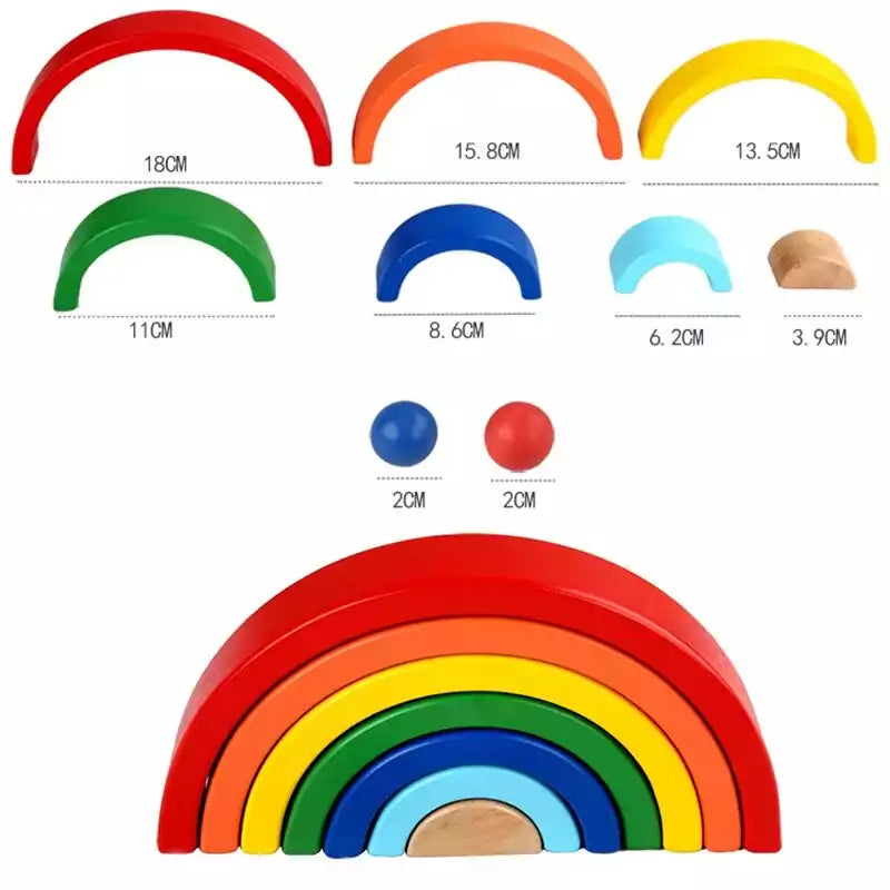 Rainbow Stacking Wooden Blocks - 7 Pieces
