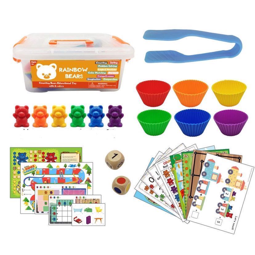 Juego de actividades de oso arcoíris de juguetes de matemáticas - Juguetes educativos Montessori
