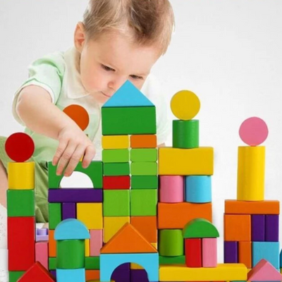 Fidtoy Blocs de construction en bois arc-en-ciel pour enfants Ensemble de jouets de construction créatifs