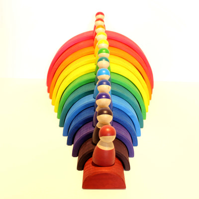 Fidtoy Wooden Friends Rainbow Wooden Doll Set for Kids 3+