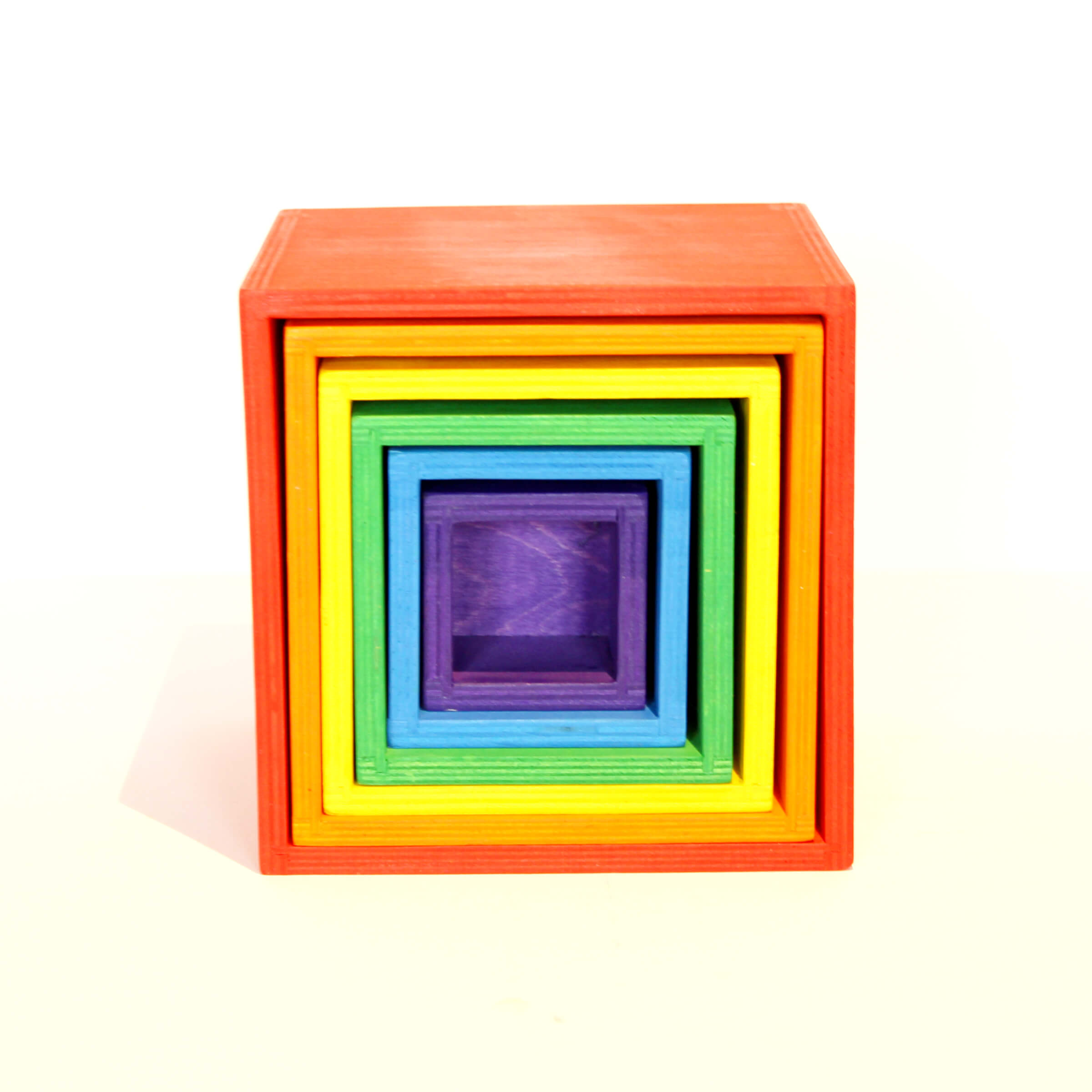 Wooden rainbow stacking boxes - Educational toy