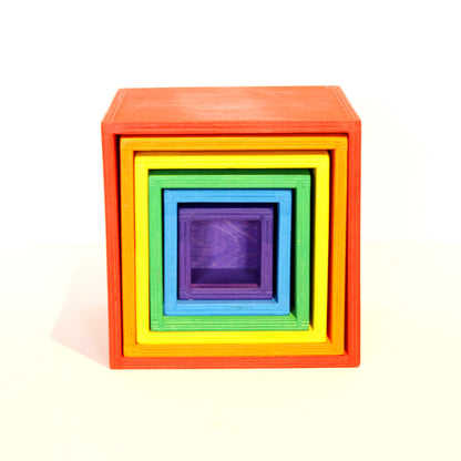 Wooden rainbow stacking boxes - Educational toy
