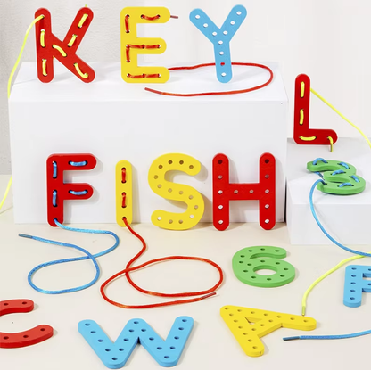 Wooden Cognitive Number and Letter Threading Education Kit - 048