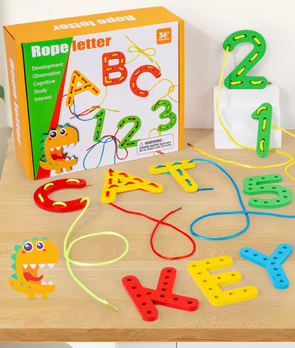 Wooden Cognitive Number and Letter Threading Education Kit - 048