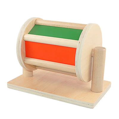 Fidtoy Montessori Spinning Drum for Babies – Wooden Sensory Rolling Toy 6–24 Months