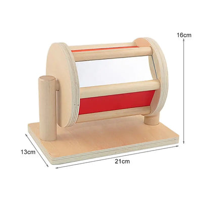 Fidtoy Montessori Spinning Drum for Babies – Wooden Sensory Rolling Toy 6–24 Months