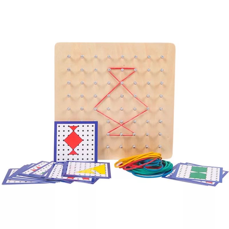 Wooden Geoboard with Rubber Bands - Fine Motor Toys